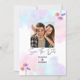 Elegante Rosa & Blau Watercolor Einladungen für Ho