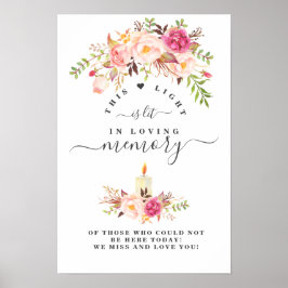 Elegante, rosa, blaue Blume im Zeichen des Gedächt Poster