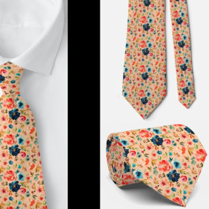 Elegante rosa blaue Pfirsich-Wasserfarben-Rosen Kr Krawatte