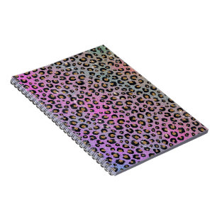 Elegante Rosa Blue Gold Glitzer Black Leopard Prin Notizblock