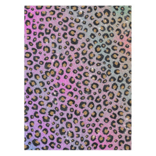 Elegante Rosa Blue Gold Glitzer Black Leopard Prin Tischdecke