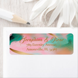 Elegante Rosa & Blue Wedding Rücksendeadresse