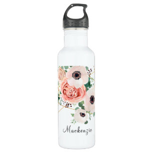 Elegante Rosa Blues-Blume personalisieren Edelstahlflasche