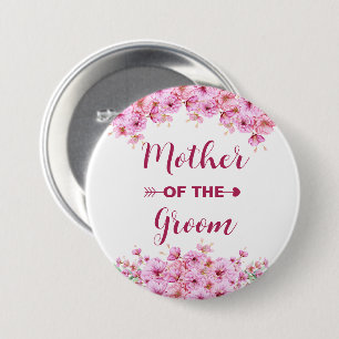 Elegante, rosa, blühende Mutter des Speisesaals Button