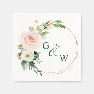 Elegante Rosa Blume Blumenzehen Serviette