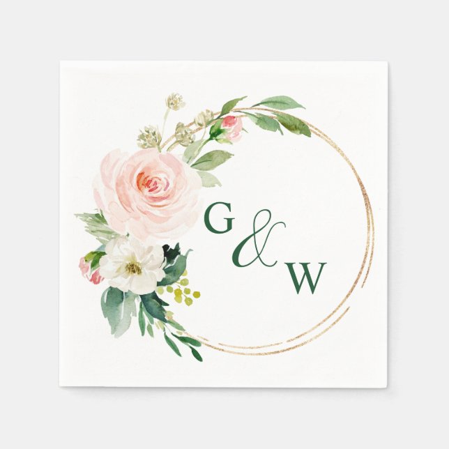 Elegante Rosa Blume Blumenzehen Serviette (Vorderseite)