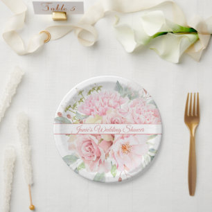 Elegante Rosa Blume Bouquet Special Pappteller