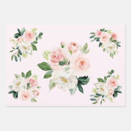 Elegante rosa Blume Bouquets Wrapping Paper Sheets Geschenkpapier Set