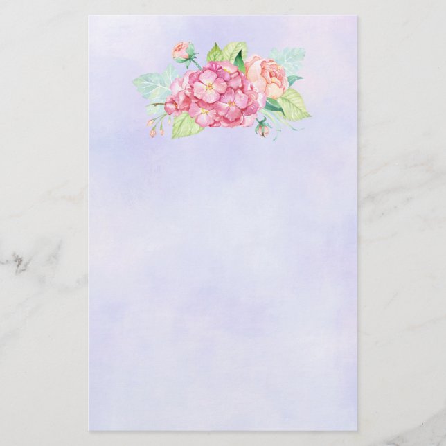 Elegante Rosa Blume Briefpapier (Vorderseite)