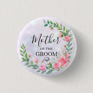 Elegante Rosa Blume Danke für Ihre Hochzeit Button
