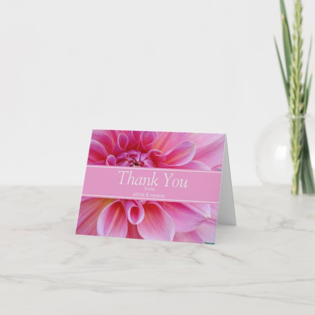 Elegante rosa Blume Dankeskarte (Vorderseite)