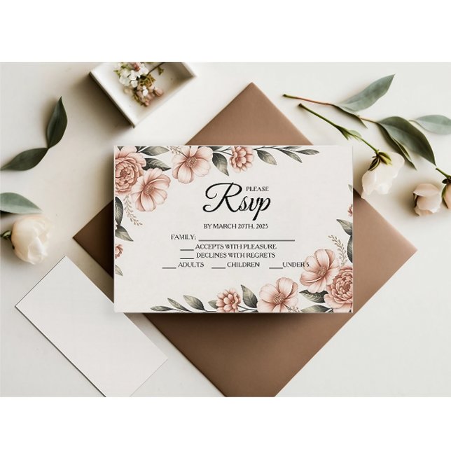 Elegante rosa Blume Designer RSVP Cards (Von Creator hochgeladen)