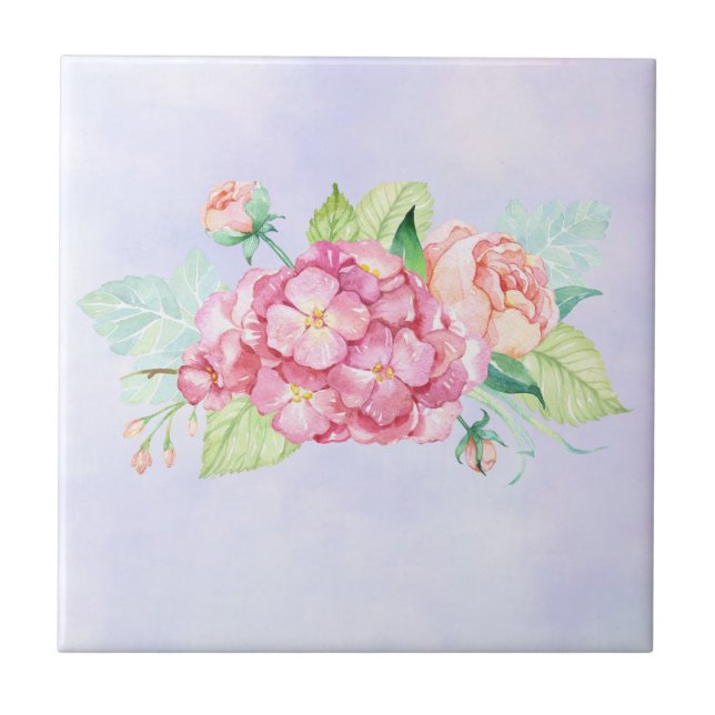 Elegante Rosa Blume Fliese (Vorderseite)