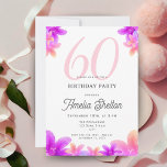 Elegante Rosa Blume Floral 60. Geburtstagsparty Einladung<br><div class="desc">Elegante Rosa Flora 60. Geburtstagsparty Einladung für Frauen. Feiern Sie mit dieser eleganten Einladung zum 60. Geburtstag einen Meilenstein in der Art und Weise, mit sanften Aquarellblumen in lebhaften Pinks, Purpeln und Orangen. Diese Vorlage ist mit einem raffinierten Skript und einem modernen Layout gestaltet und eignet sich hervorragend für die...</div>