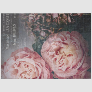 Elegante rosa Blume Französisch Ephemera Decoupage Seidenpapier
