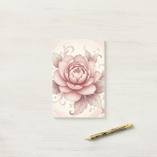 Elegante rosa Blume -- Frühlingsblumen  Post-it Klebezettel (Auf Schreibtisch)