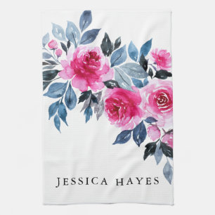 Elegante, rosa Blume Geschirrtuch