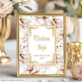 Elegante rosa Blume Goldverheiratung Poster