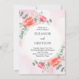 Elegante, rosa Blume Hochzeit Einladung
