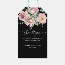 Elegante rosa Blume Hochzeit Vielen Dank Geschenkanhänger