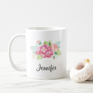 Elegante Rosa Blume Kaffeetasse