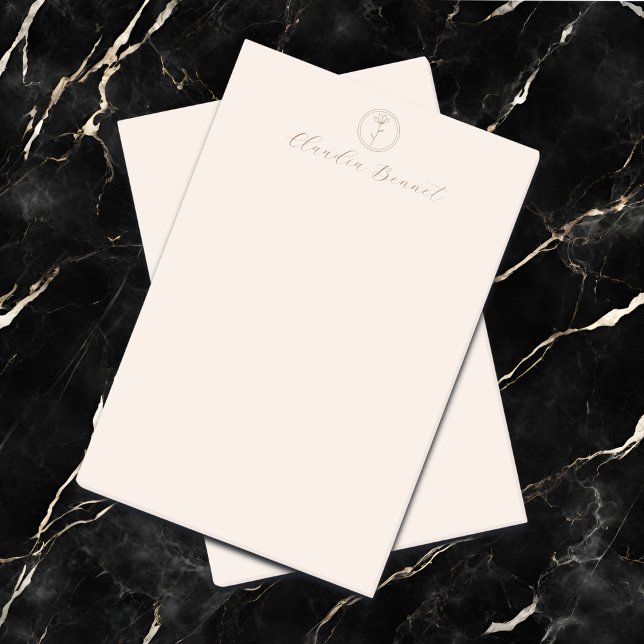 Elegante Rosa Blume Logo und Skriptname Post-it Klebezettel (Von Creator hochgeladen)