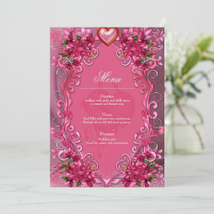 Elegante rosa Blume Menükarte
