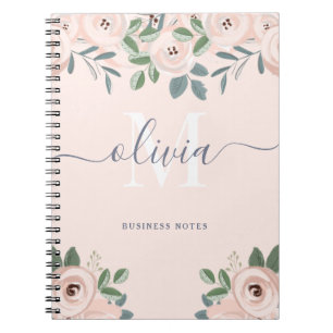 Elegante, rosa Blume   Monogramm Notizblock