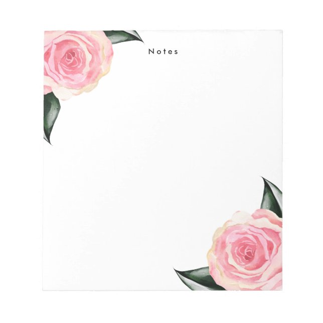 Elegante rosa Blume Notizblock (Vorderseite)