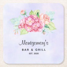 Elegante Rosa Blume Rechteckiger Pappuntersetzer