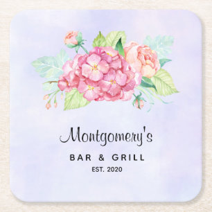 Elegante Rosa Blume Rechteckiger Pappuntersetzer