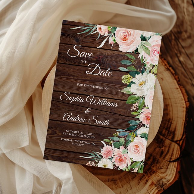 Elegante Rosa Blume Save the Date Karte (Von Creator hochgeladen)