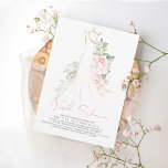 Elegante rosa Blume und grünes Brautparty Einladung<br><div class="desc">Weich rosa Blume und Brautdusche für Hochzeiten</div>