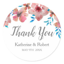 Elegante rosa Blume Wasserfarbe Vielen Dank