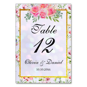 Elegante Rosa Blume Wasserfarben Hochzeitsnadel Tischnummer