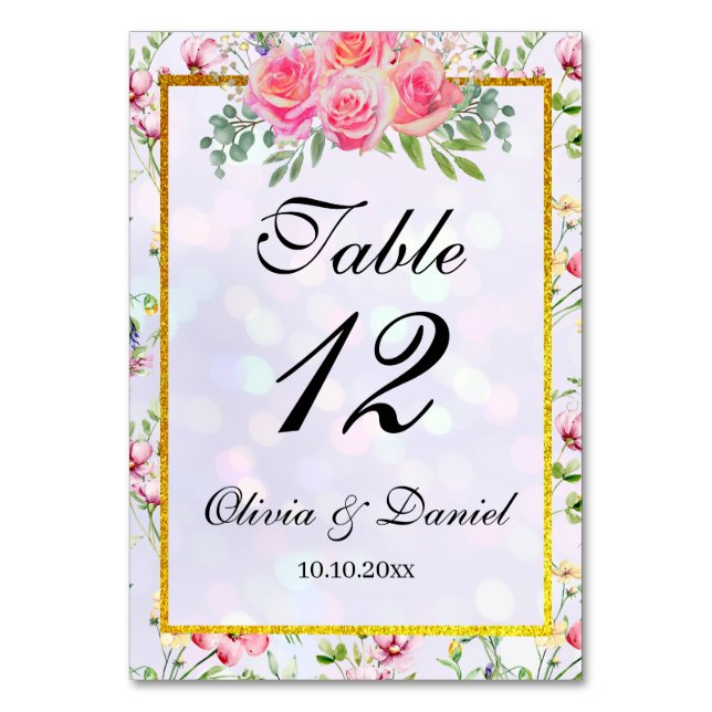 Elegante Rosa Blume Wasserfarben Hochzeitsnadel Tischnummer (Vorderseite)