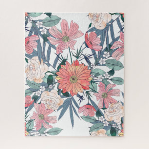 Elegante rosa Blume Wasserfarben Puzzle
