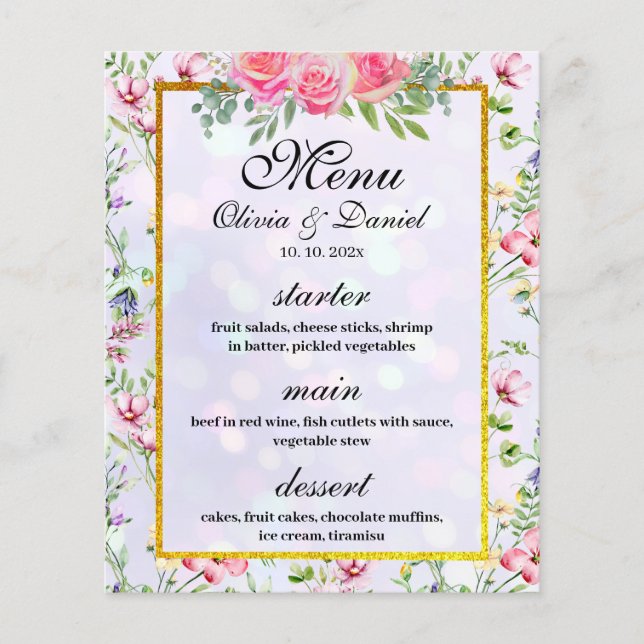 Elegante Rosa Blume Wasserfarbenhochzeit (Vorderseite)