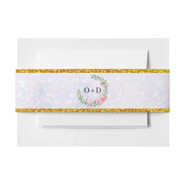 Elegante Rosa Blume Wasserfarbenhochzeit Einladungsbanderole (Vorderseite Beispiel)