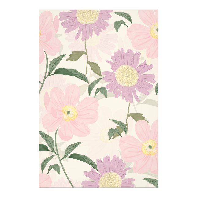 Elegante rosa Blume Watercolor Boho Floral Fotodruck (Vorne)