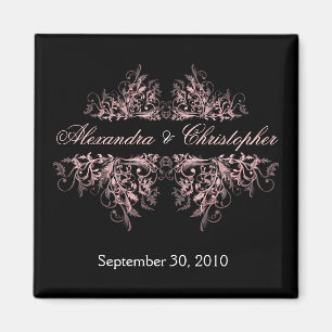 Elegante Rosa Blume Wirbel Save the Date Hochzeit Magnet