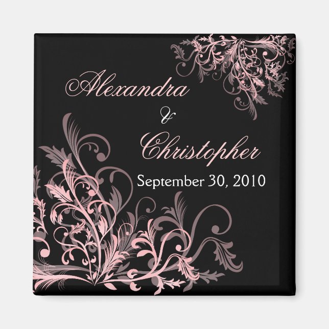 Elegante Rosa Blume Wirbel Save the Date Hochzeit  Magnet (Vorne)