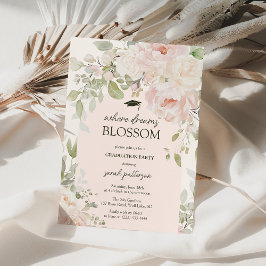 Elegante rosa Blumen-Abschlussfeier Einladung