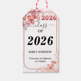 Elegante rosa Blumen-Abschlussfeier Geschenkanhänger