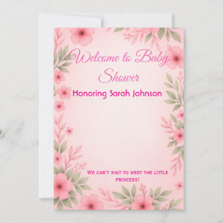 Elegante rosa Blumen-Baby-Einladung Save The Date