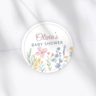 Elegante rosa Blumen-Baby-Party Runder Aufkleber