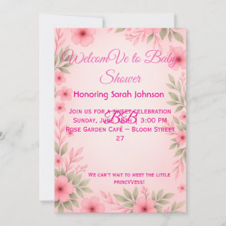 Elegante rosa Blumen-Baby-Shower-Einladung Save The Date