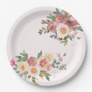 Elegante rosa Blumen-Braut-Party Pappteller