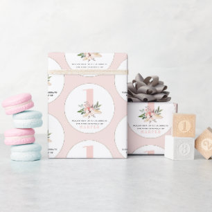 Elegante rosa Blumen Geburtstags-Party Servietten Geschenkpapier
