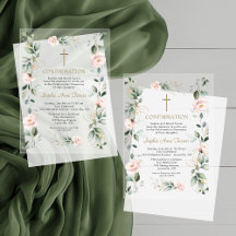Elegante rosa Blumen Gold Grün Bestätigung